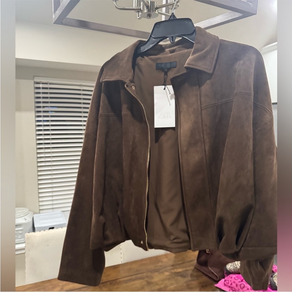 Zara Brown Bomber Jacket - Picture 3 of 4